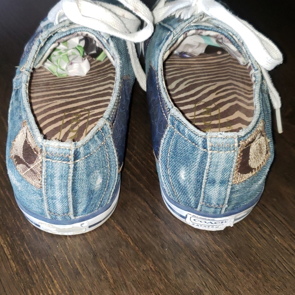 Coach Tonie Destroyed Patchwork Denim Sneaker 7.5 - image 4